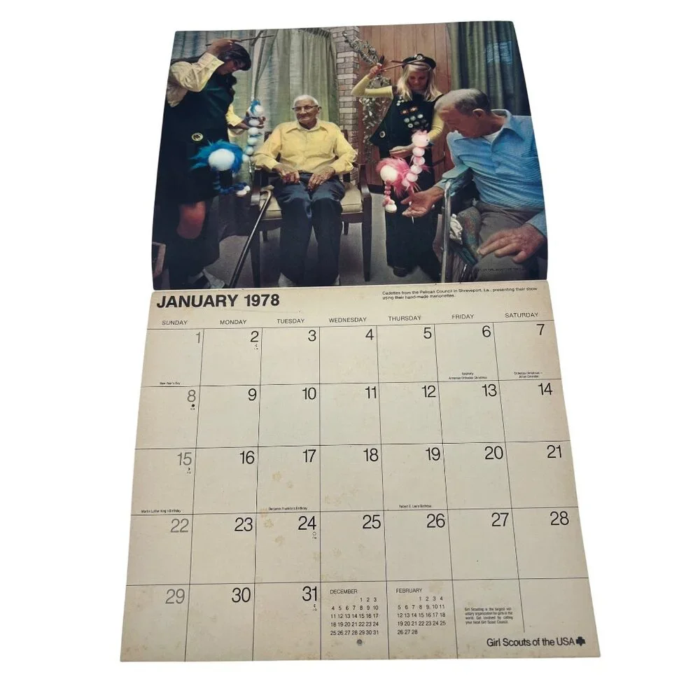 Vintage 1978 Girl Scout Calendar Colorful Illustrations & Photographs USA